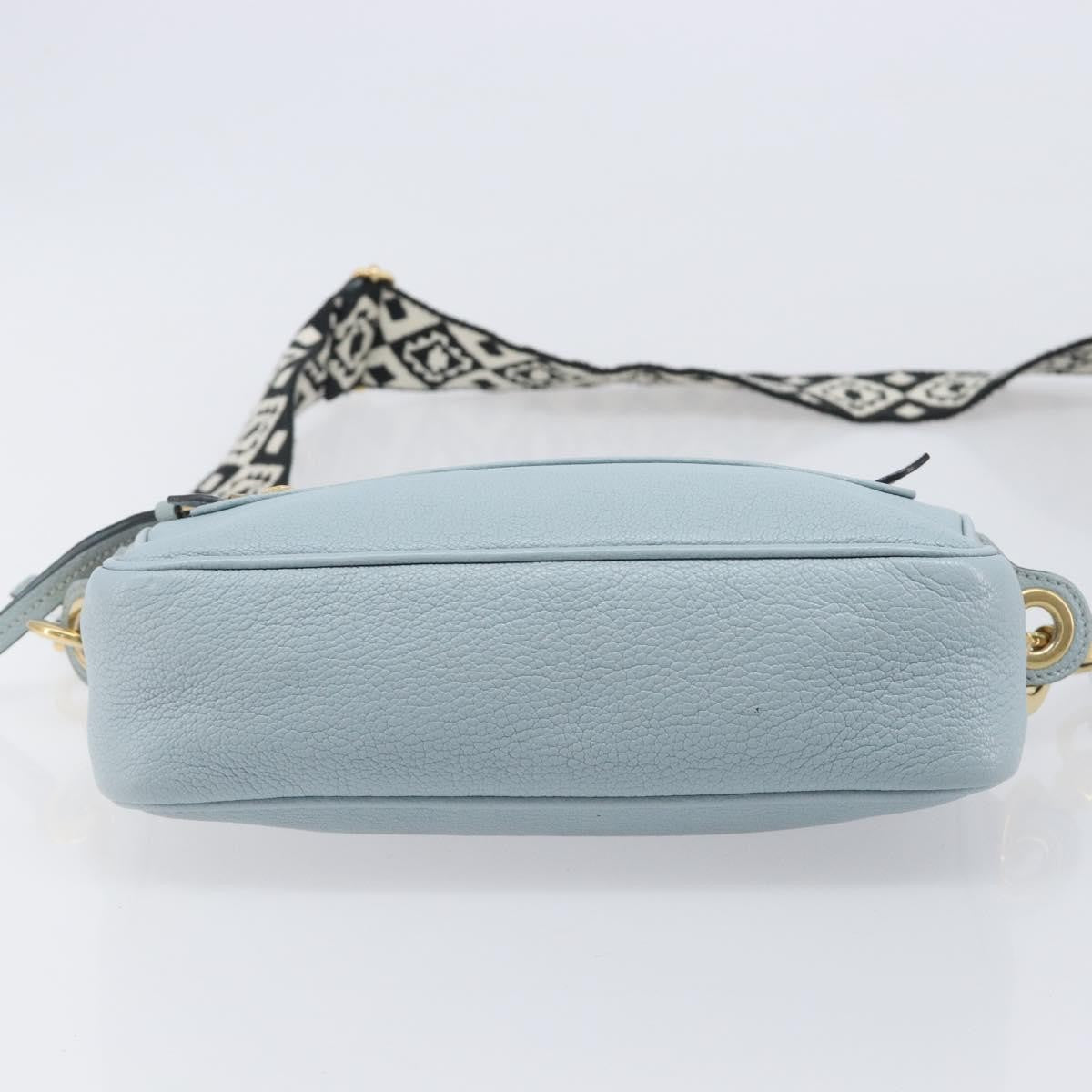 Miu Miu Madras Zip Pocket Leather Blue Leather Crossbody Bag Bag (Pre-Owned)