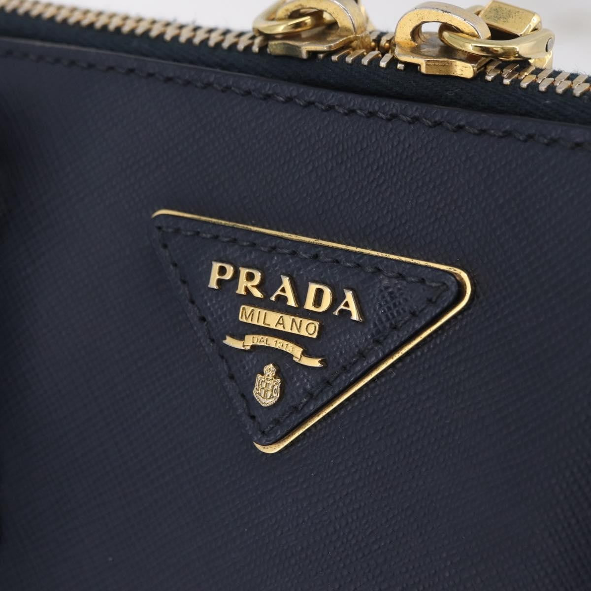Prada Promenade Saffiano Leather Navy Leather Handbag (Pre-Owned)