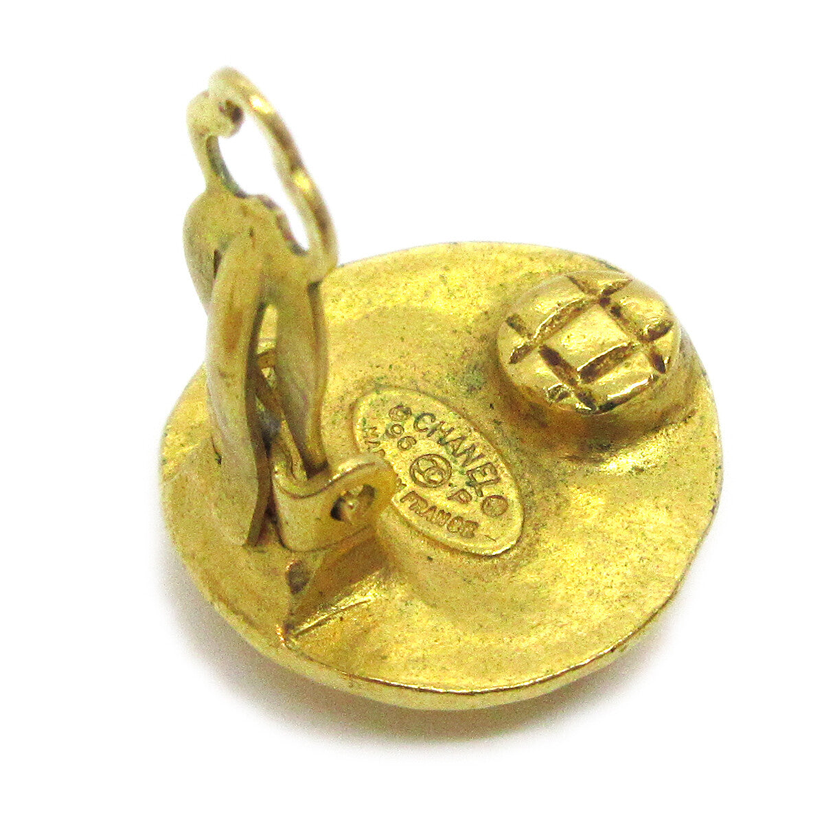 Chanel Vintage Cc Round Clip-On Metal Gold Gold_Plated Earrings Jewelry (Pre-Owned)
