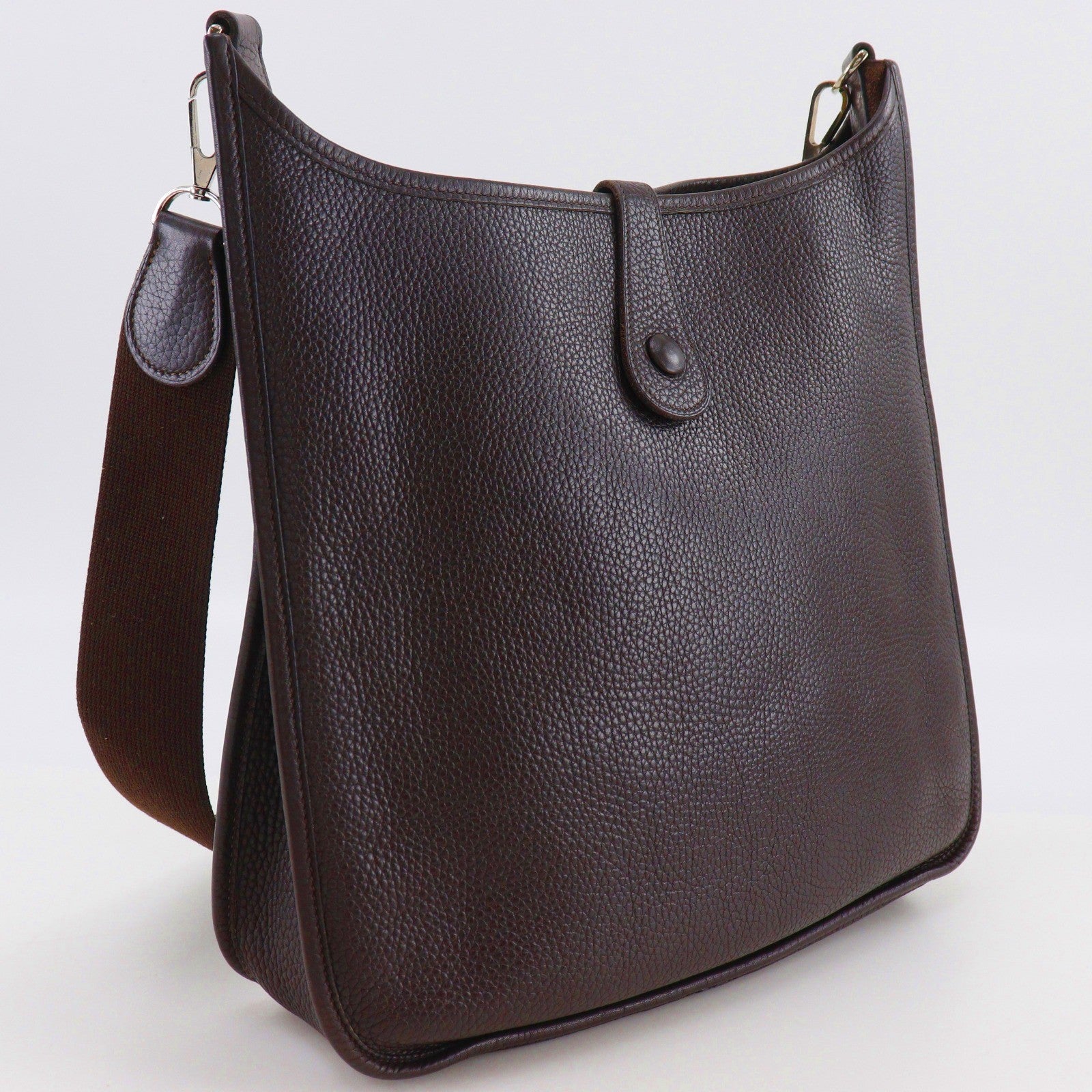Hermes Evelyne Bag Gen I Clemence Brown Leather Handbag (Pre-Owned)