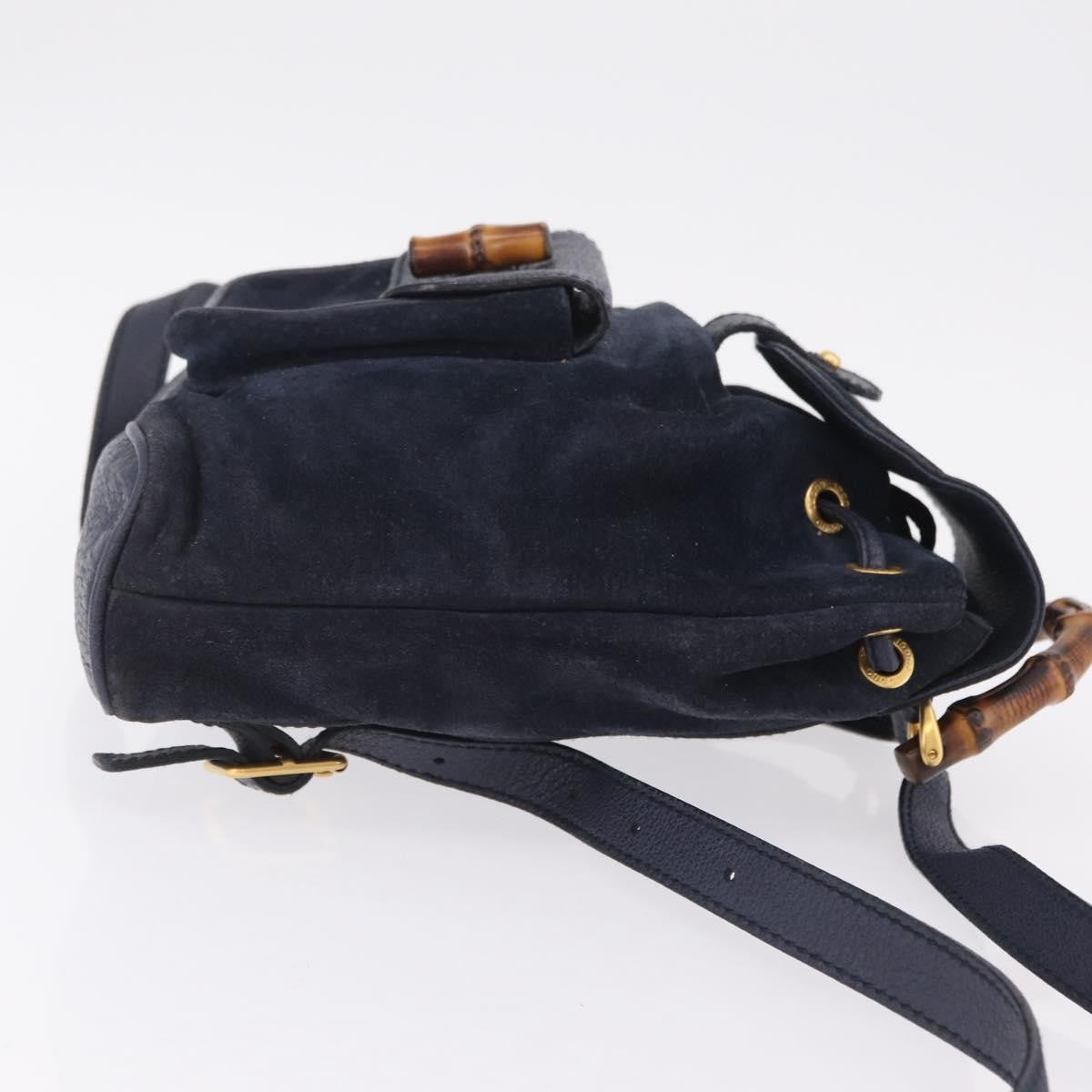 Gucci Vintage Bamboo Suede Navy Suede Backpack Bag (Pre-Owned)