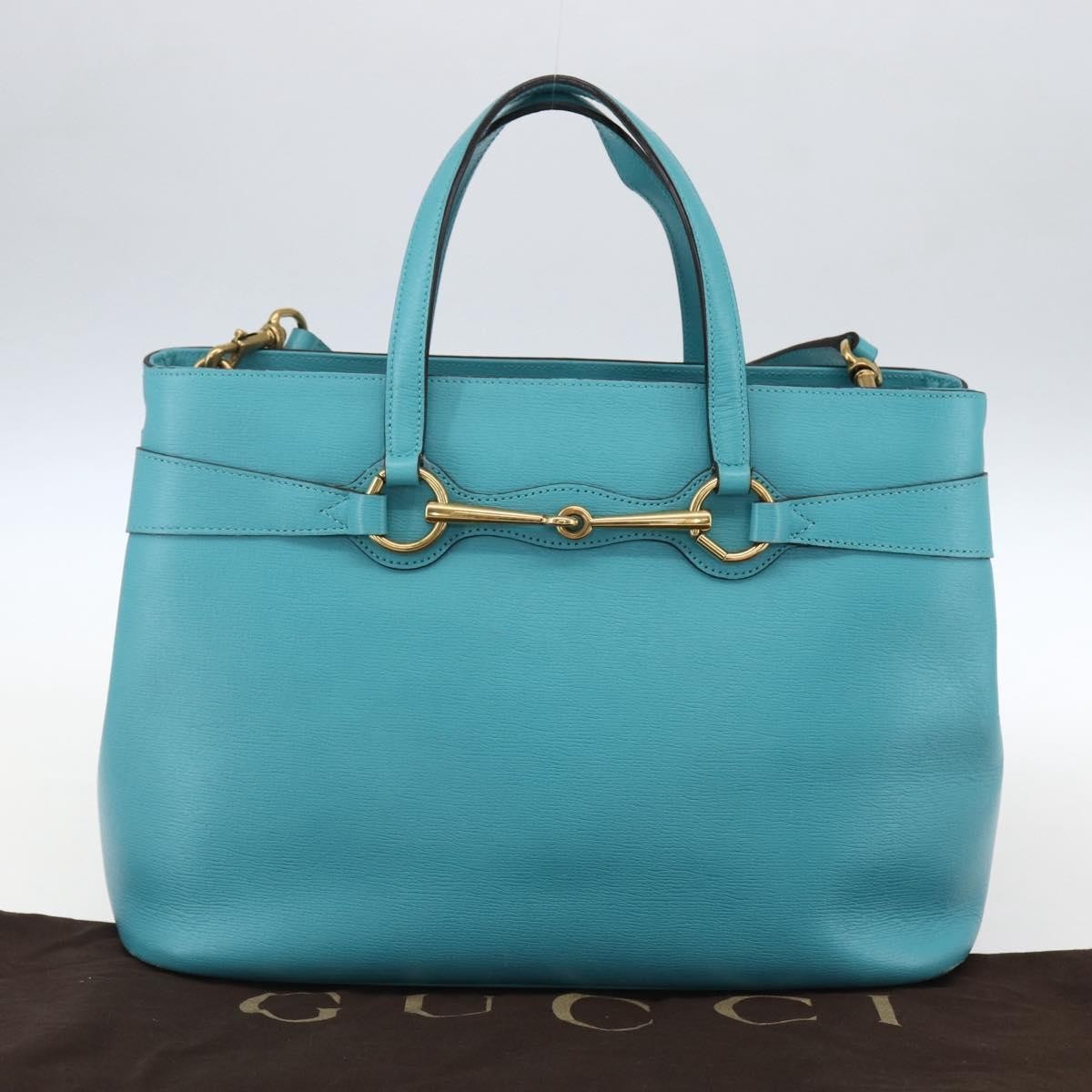Gucci Bright Bit Convertible Tote Leather Blue Leather Tote Bag Bag (Pre-Owned)