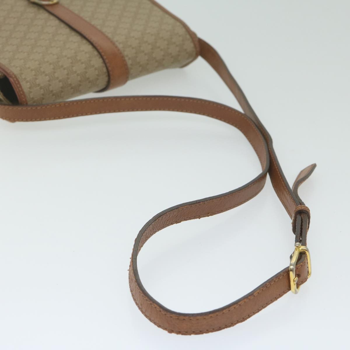 Celine Vintage Macadam Canvas And Leather Beige Canvas Shoulder Bag Bag (Pre-Owned)
