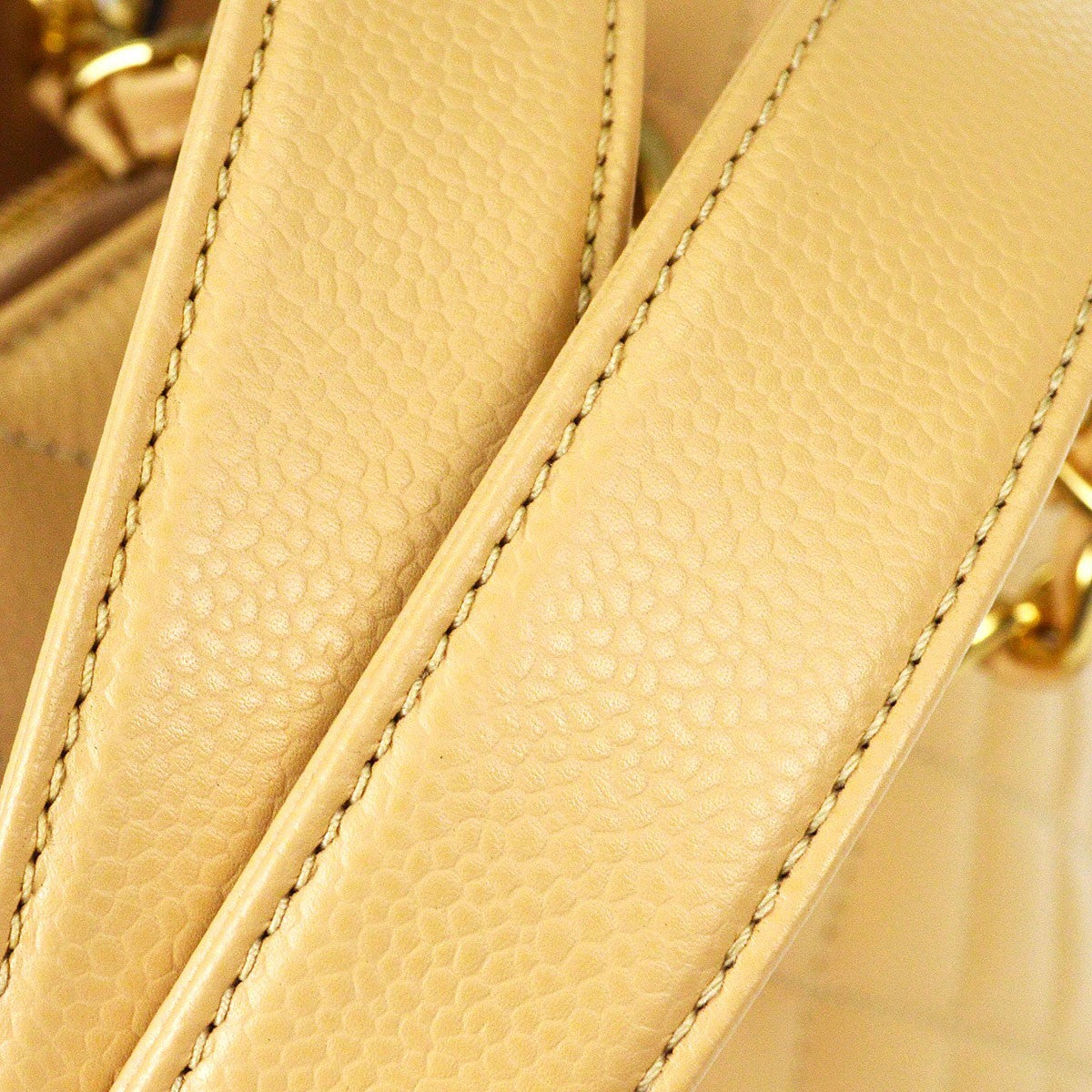 Chanel Grand Shopping Quilted Caviar Beige Calfskin Tote Bag Bag (Pre-Owned)