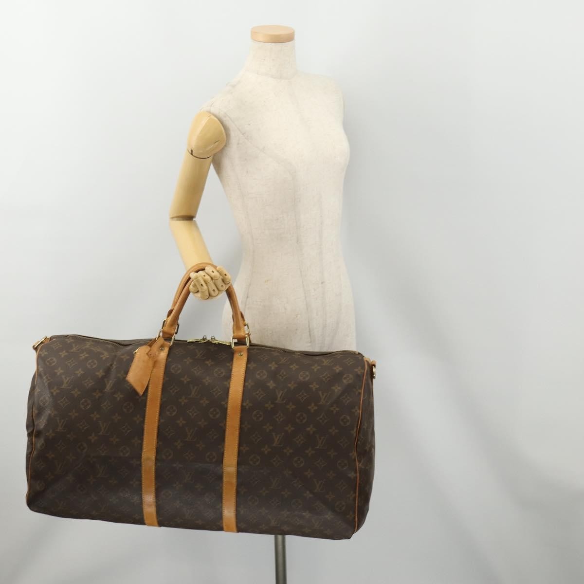 Louis Vuitton Keepall Bandouliere Monogram Canvas Brown Canvas Travel Bag Bag (Pre-Owned)