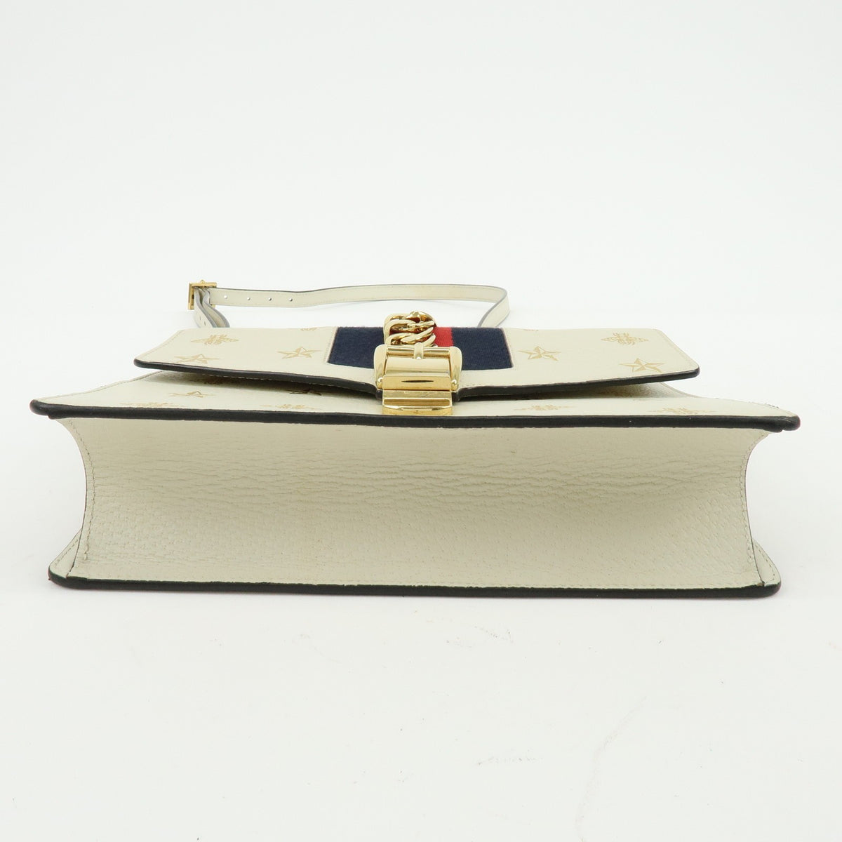 Gucci Sylvie Belt Leather Beige Calfskin Handbag (Pre-Owned)