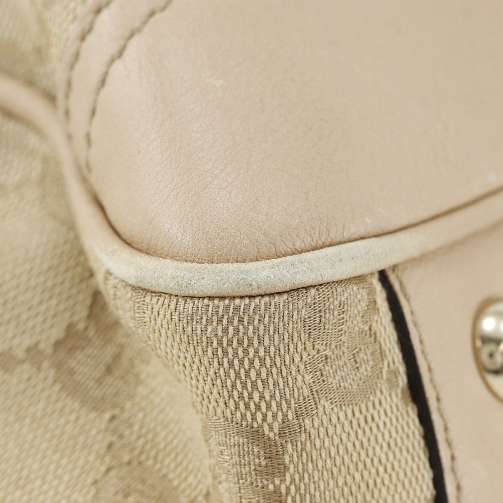 Gucci Princy Boston Gg Canvas And Leather Beige Canvas Handbag (Pre-Owned)