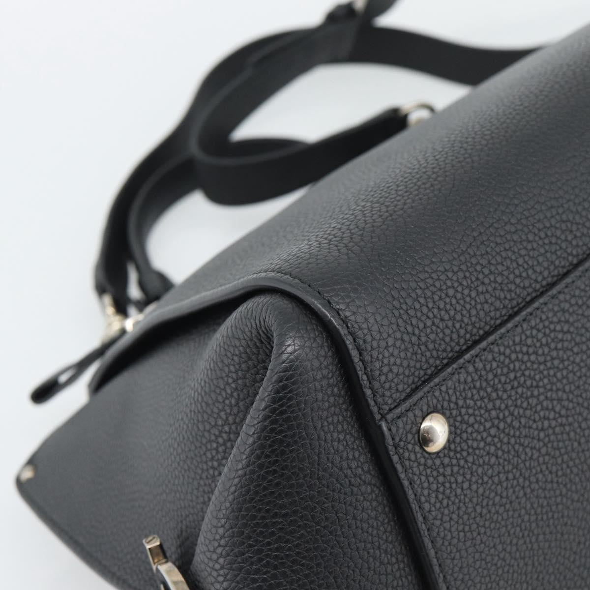 Salvatore Ferragamo Sofia Satchel Grainy Leather Black Leather Handbag (Pre-Owned)