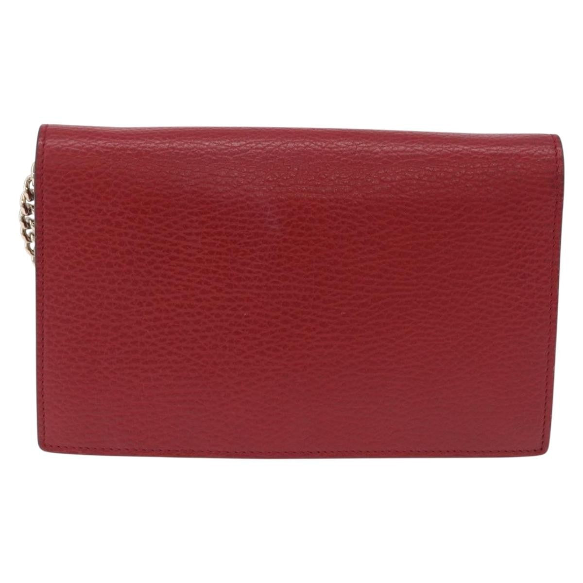 Gucci Interlocking Wallet On Chain Leather Red Leather Shoulder Bag Bag (Pre-Owned)