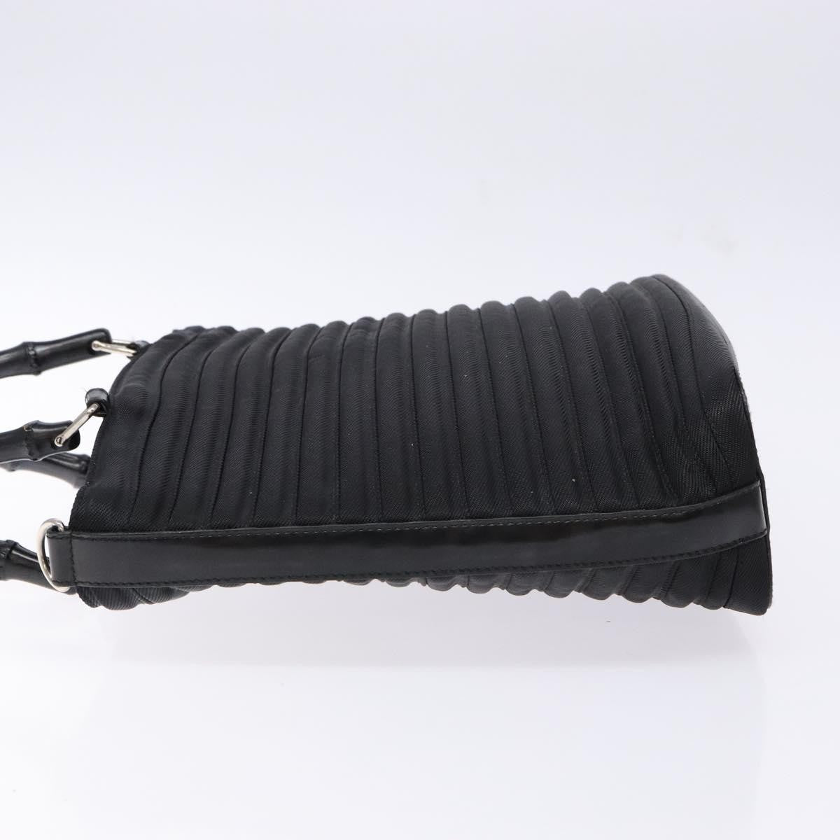 Gucci Vintage Bamboo Handle Nylon Black Nylon Handbag (Pre-Owned)