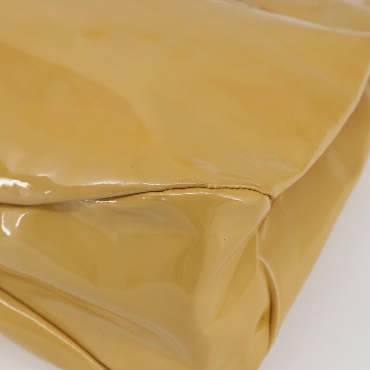 Salvatore Ferragamo Vala Patent Leather Yellow Patent_Leather Handbag (Pre-Owned)