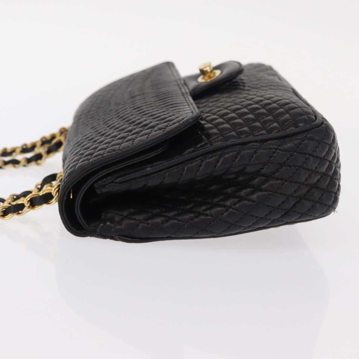 Bally Vintage Chain Quilted Leather Black Leather Shoulder Bag Bag (Pre-Owned)
