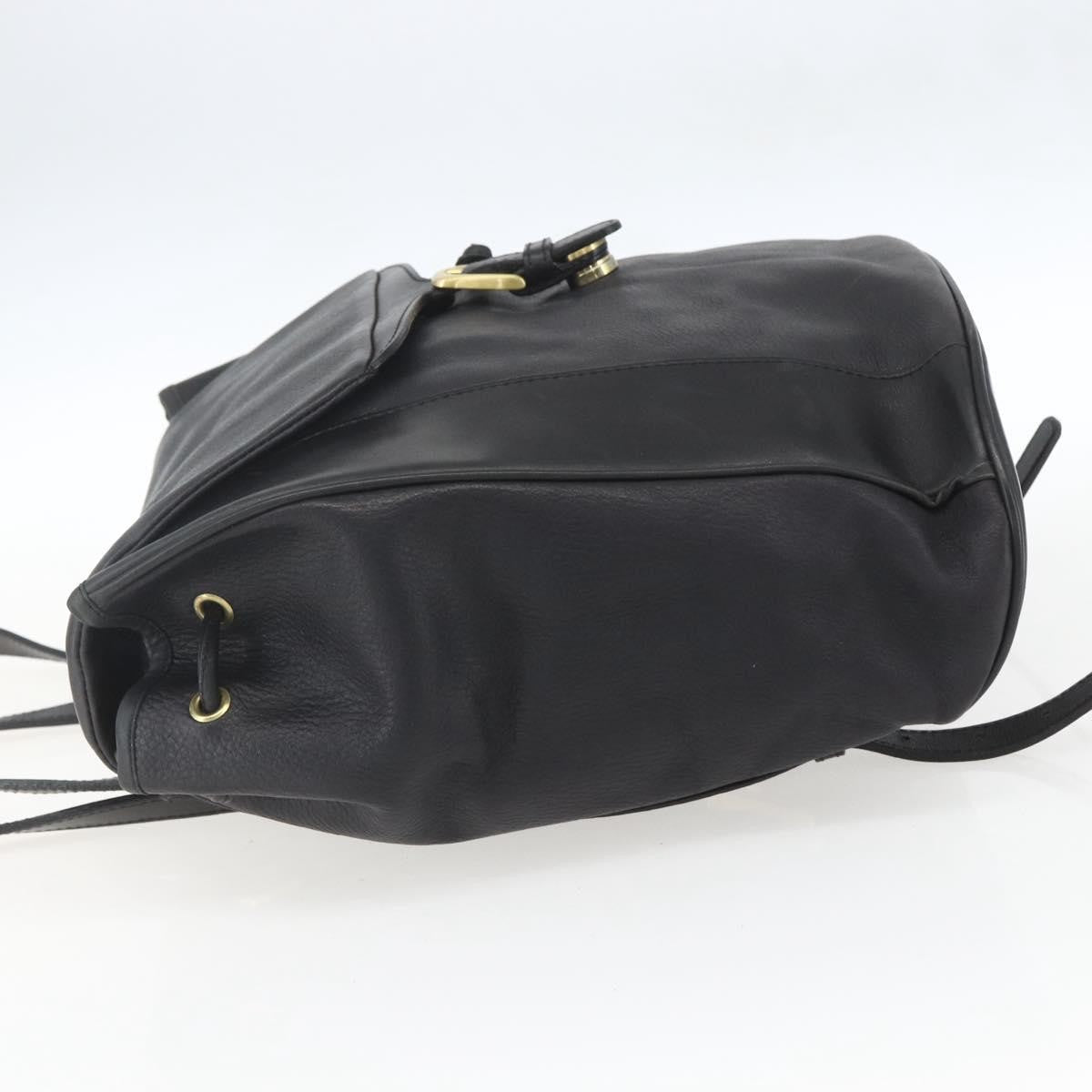 Bally Vintage Leather Black Leather Backpack Bag (Pre-Owned)
