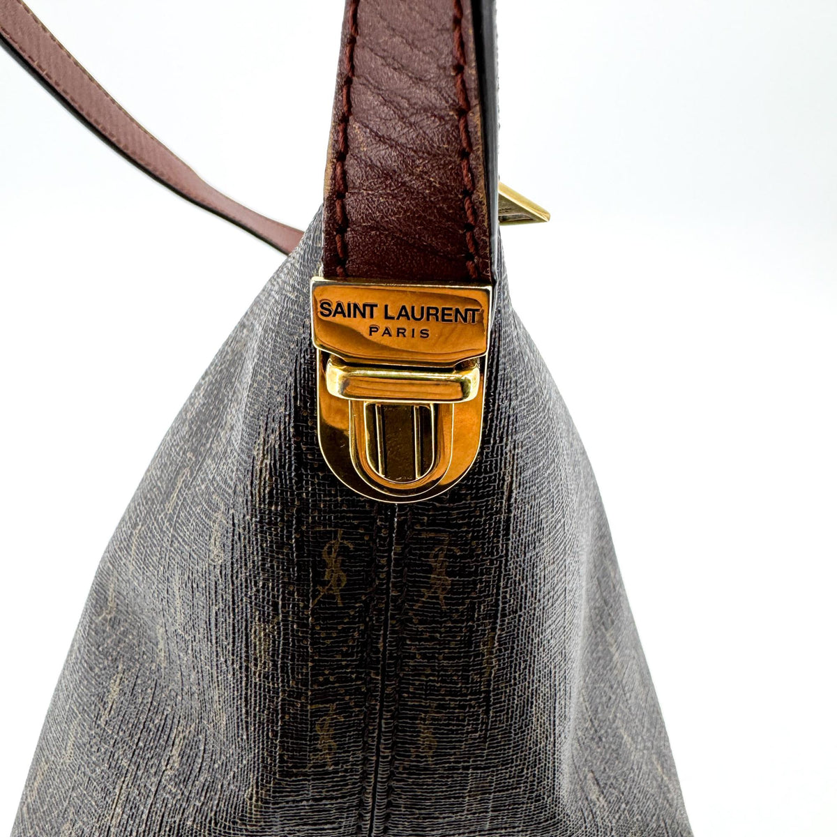 Saint Laurent Le Monogramme Monogram All Over Coated Canvas And Leather Black Canvas Shoulder Bag Bag (Pre-Owned)