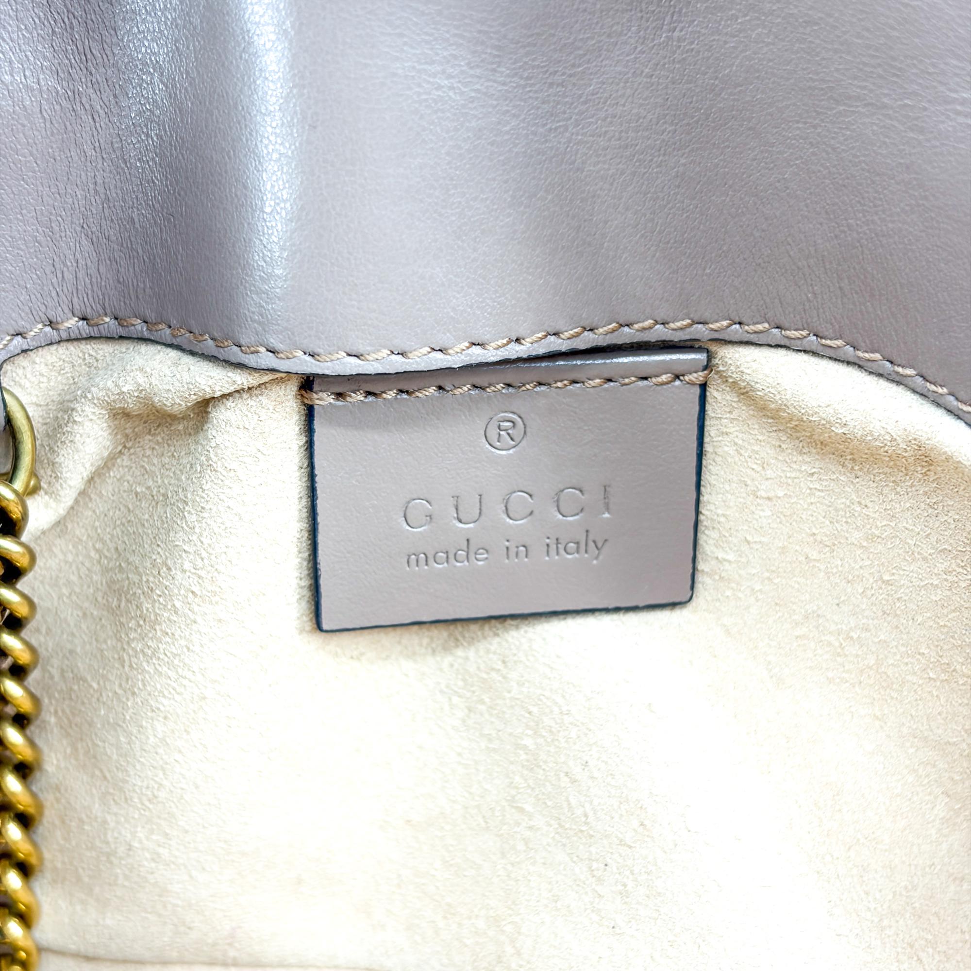 Gucci Gg Marmont Flap Chevron Leather Beige Leather Shoulder Bag Bag (Pre-Owned)