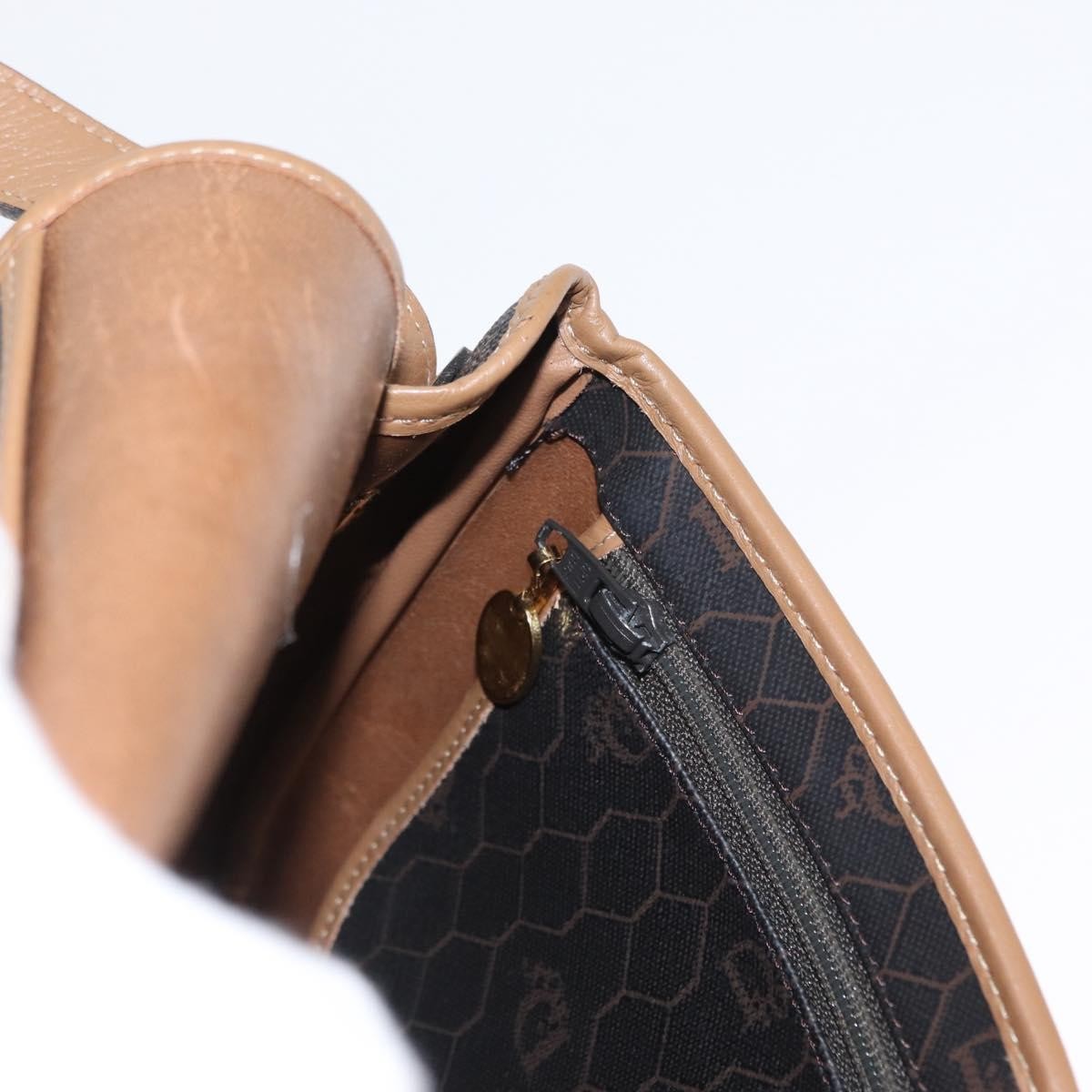 Christian Dior Vintage Honeycomb Flap Canvas And Leather Black Canvas Shoulder Bag Bag (Pre-Owned)
