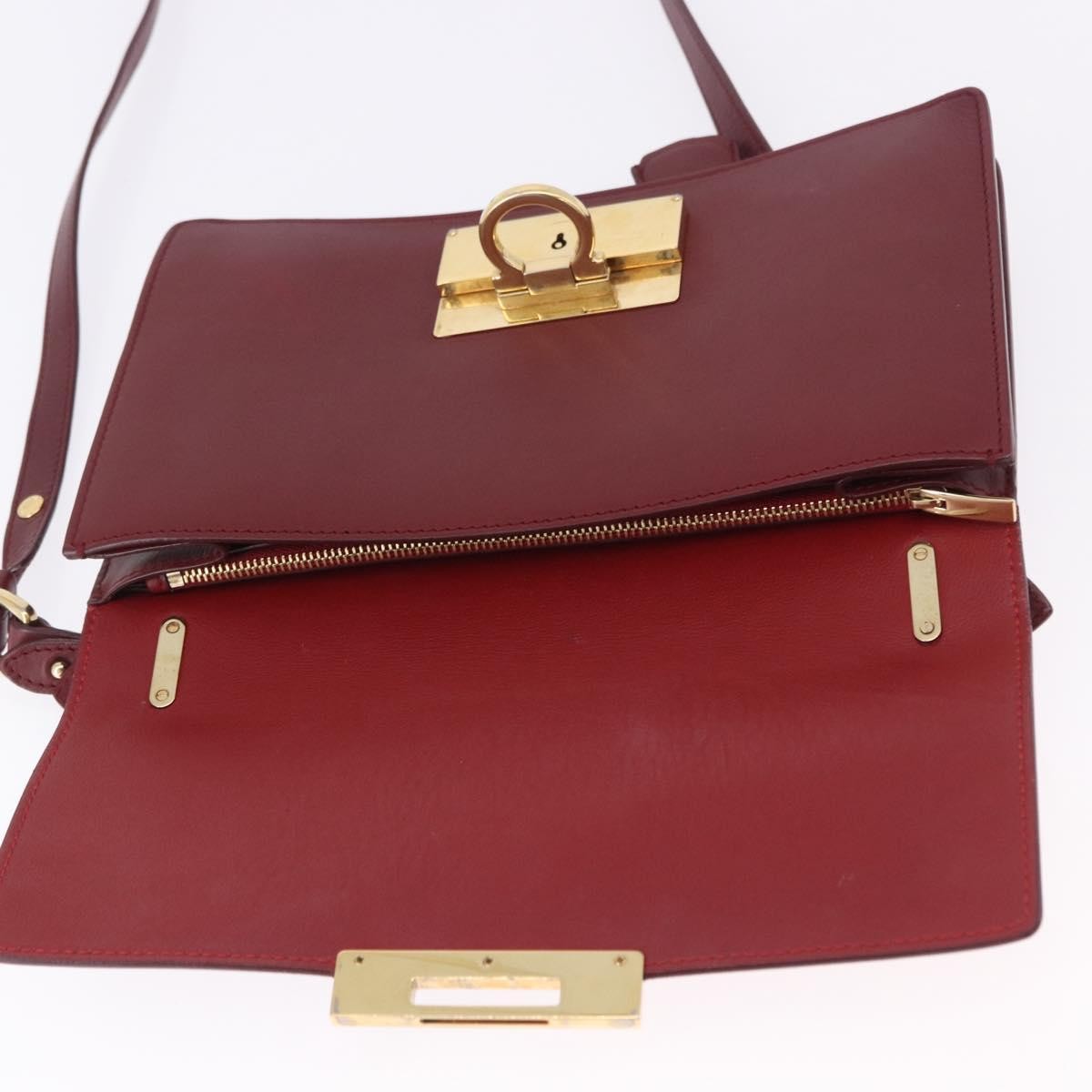Salvatore Ferragamo Aileen Leather Burgundy Leather Shoulder Bag Bag (Pre-Owned)