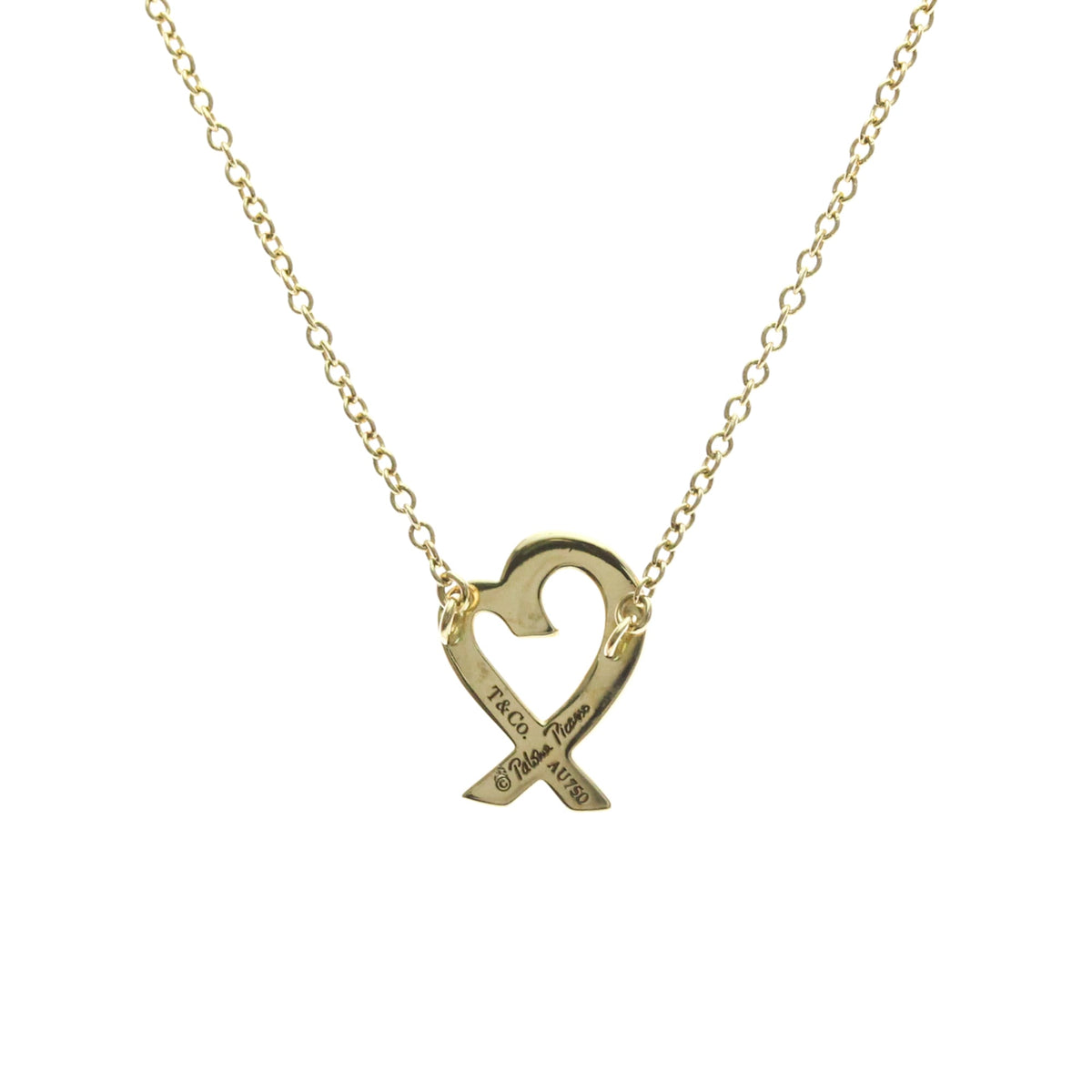 Tiffany & Co. Paloma Picasso Loving Heart Pendant 18K Yellow Gold Gold Yellow_Gold Necklace Jewelry (Pre-Owned)