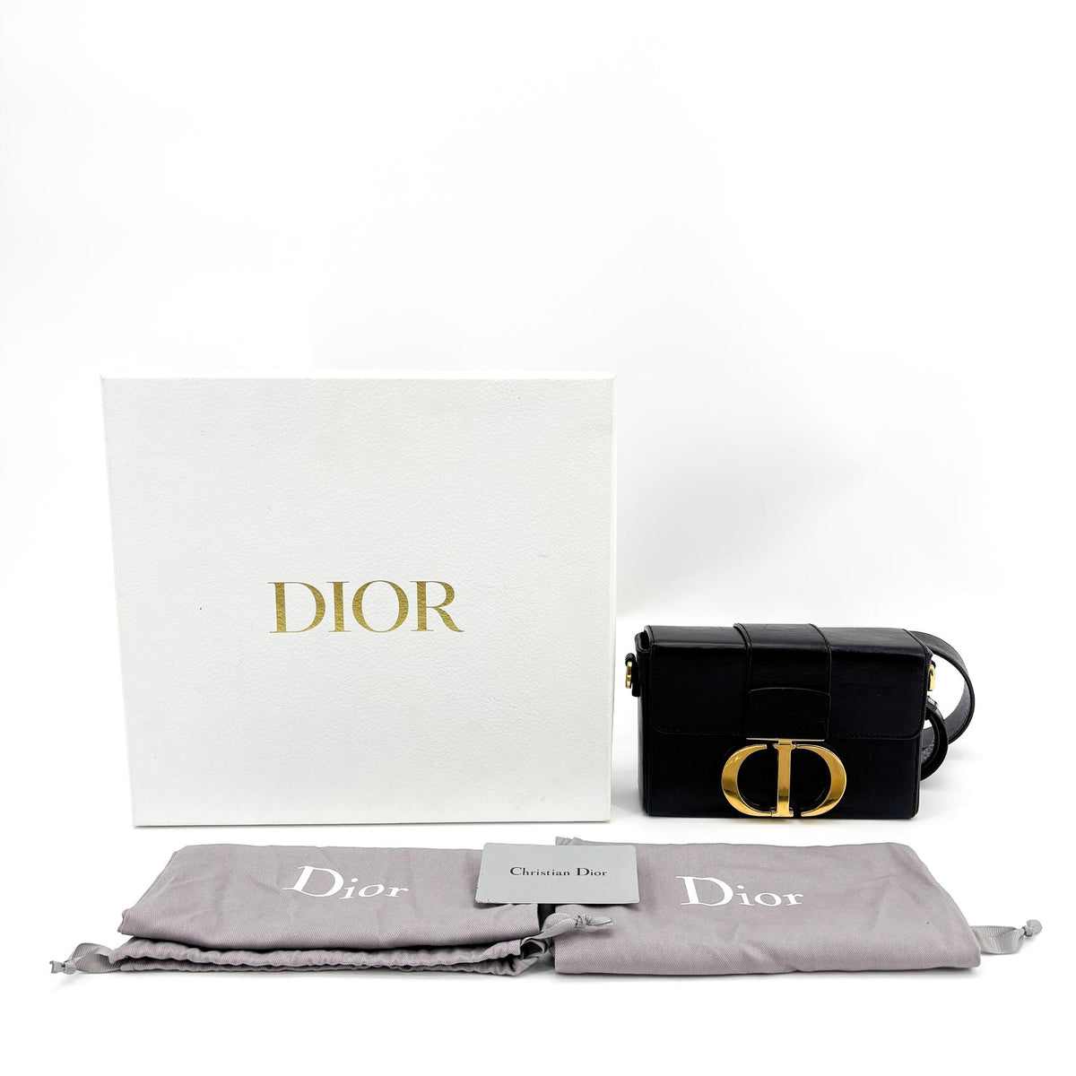 Christian Dior 30 Montaigne Box Leather Black Calfskin Handbag (Pre-Owned)
