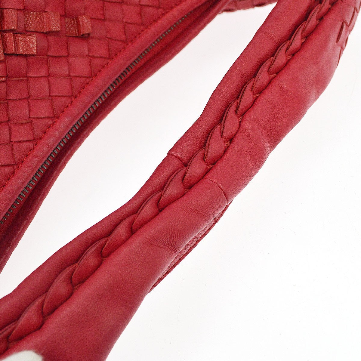 Bottega Veneta Veneta Plisse Hobo Intrecciato Nappa Red Leather Shoulder Bag Bag (Pre-Owned)