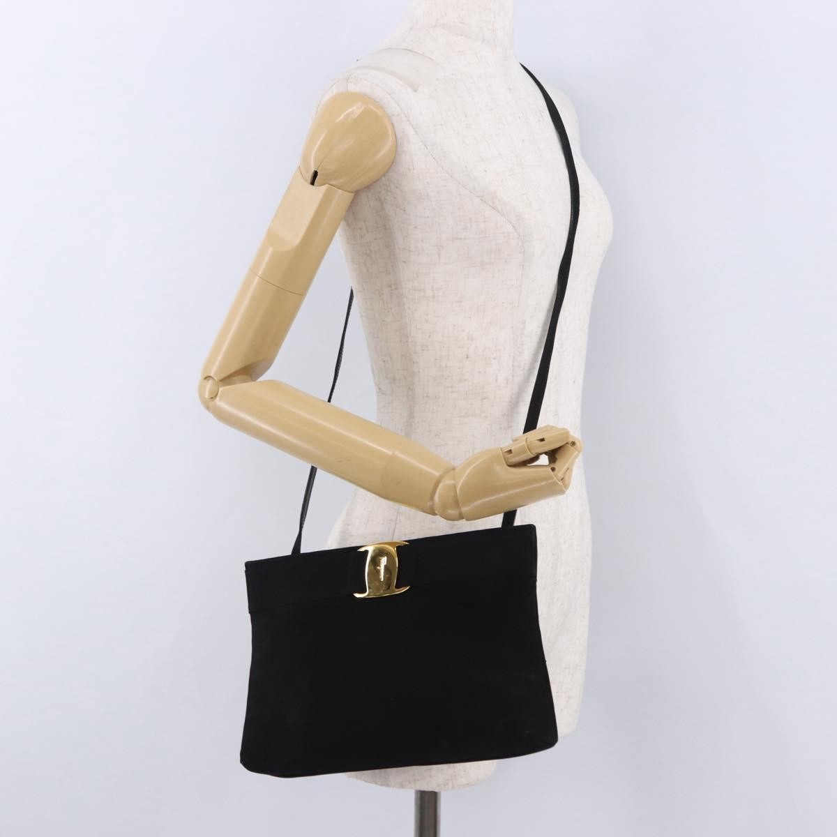 Salvatore Ferragamo Vala Suede Black Suede Shoulder Bag Bag (Pre-Owned)