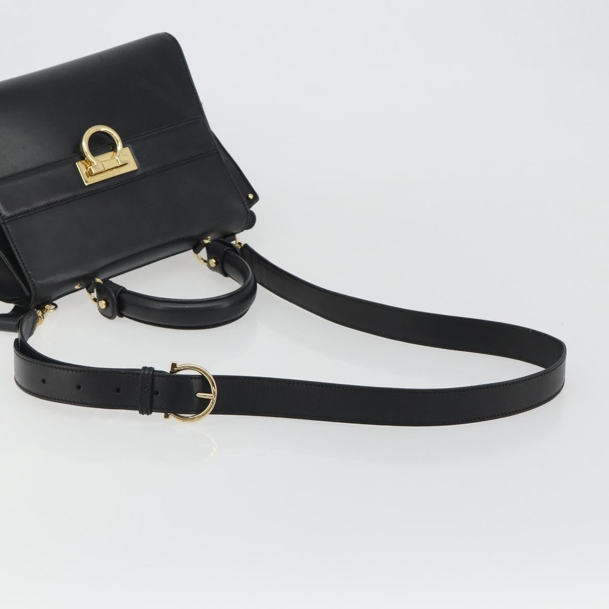 Salvatore Ferragamo Sofia Satchel Smooth Leather Black Leather Handbag (Pre-Owned)