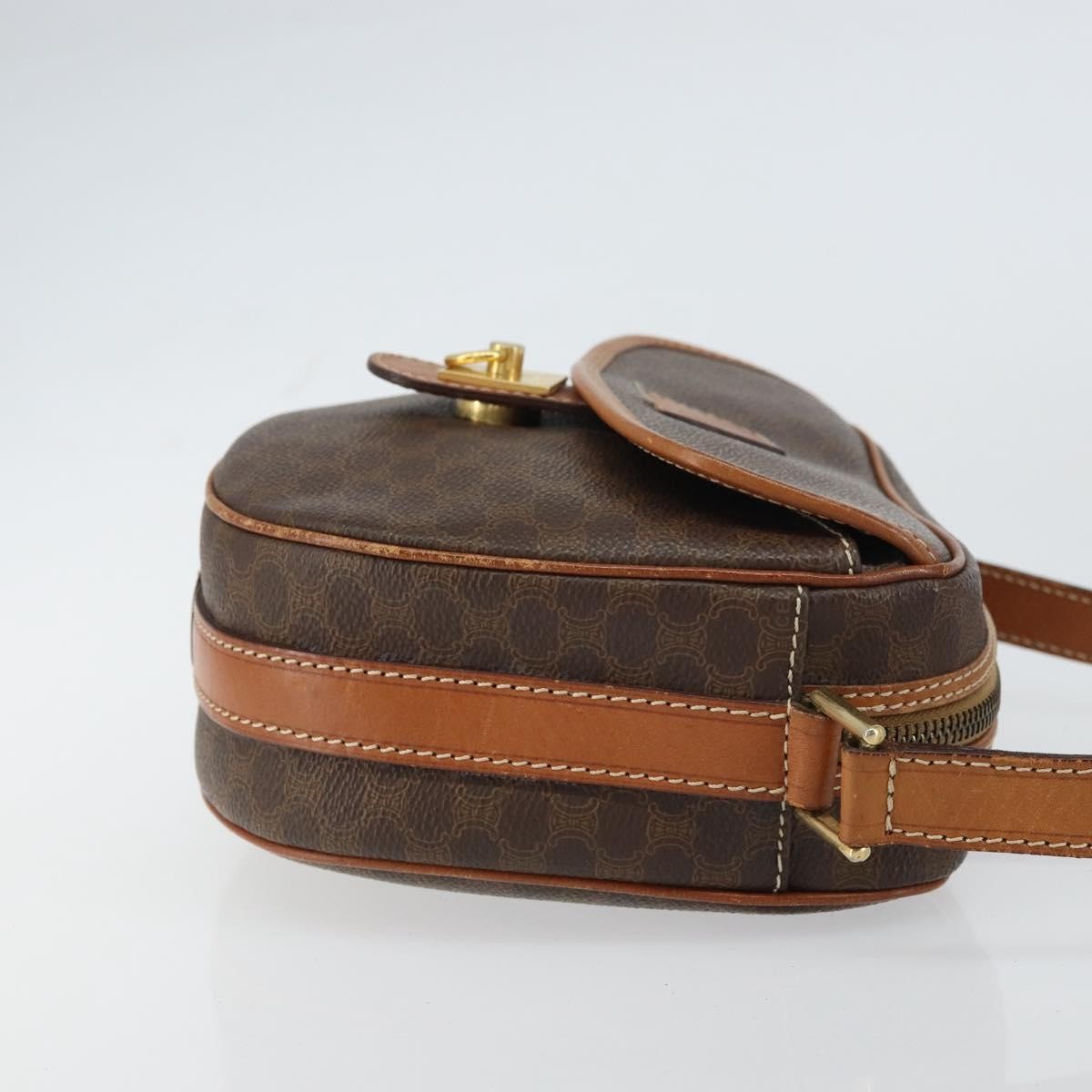 Celine Vintage Macadam Canvas And Leather Brown Canvas Shoulder Bag Bag (Pre-Owned)