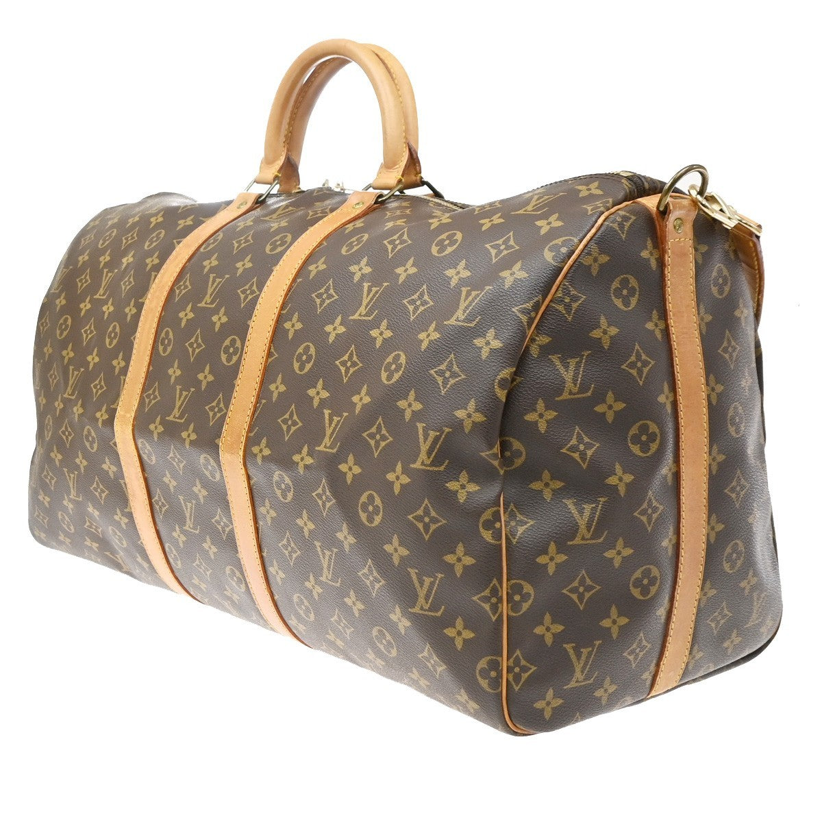 Louis Vuitton Keepall Bandoulière Monogram Brown Leather Travel Bag Bag (Pre-Owned)