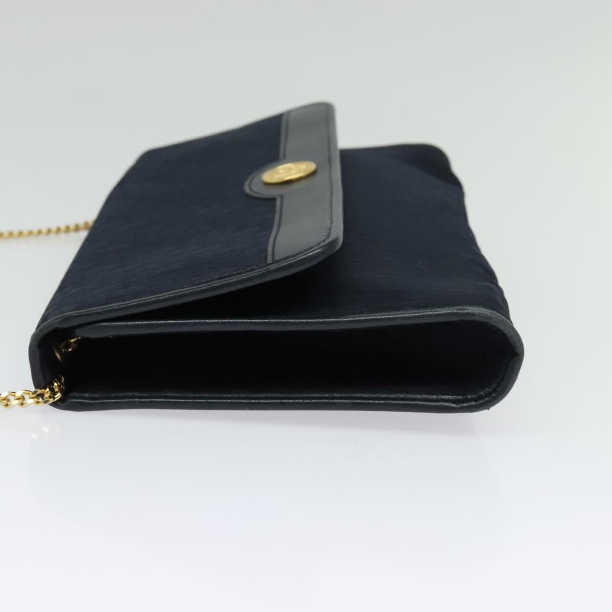 Christian Dior Vintage Chain Flap Diorissimo Canvas Navy Canvas Shoulder Bag Bag (Pre-Owned)