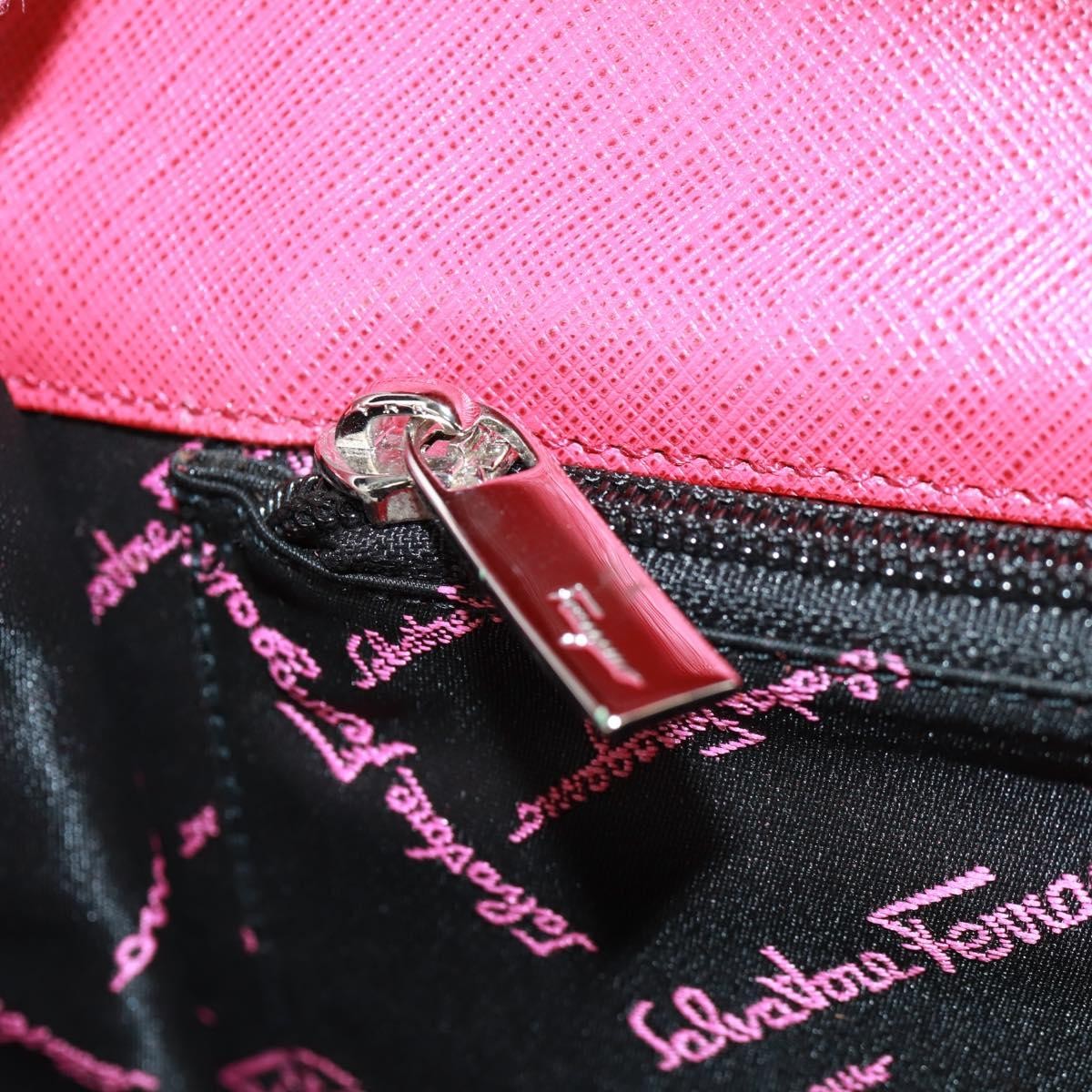 Salvatore Ferragamo Gancini Convertible Top Handle Saffiano Leather Pink Leather Handbag (Pre-Owned)