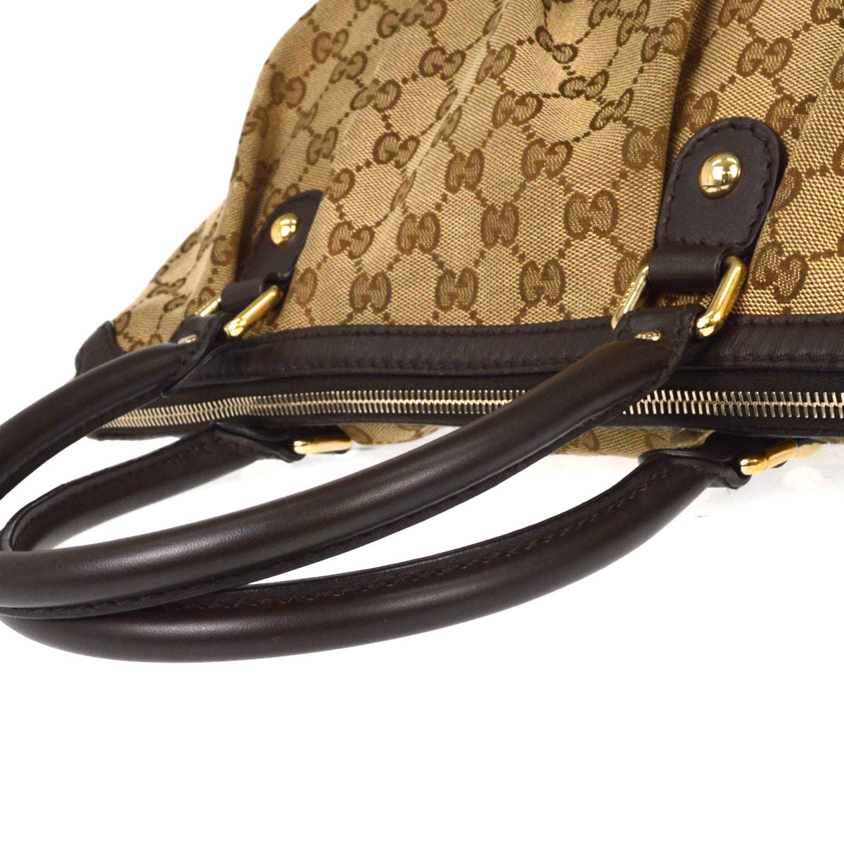 Gucci Sukey Top Handle Satchel Gg Tweed Beige Canvas Handbag (Pre-Owned)