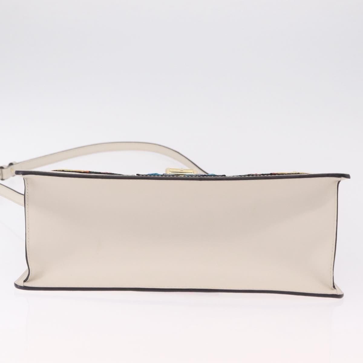 Gucci Sylvie Top Handle Embroidered Leather White Leather Handbag (Pre-Owned)
