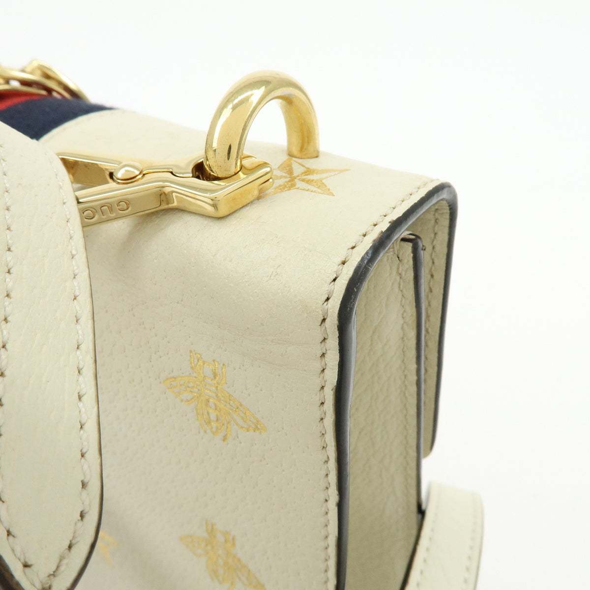 Gucci Sylvie Belt Leather Beige Calfskin Handbag (Pre-Owned)