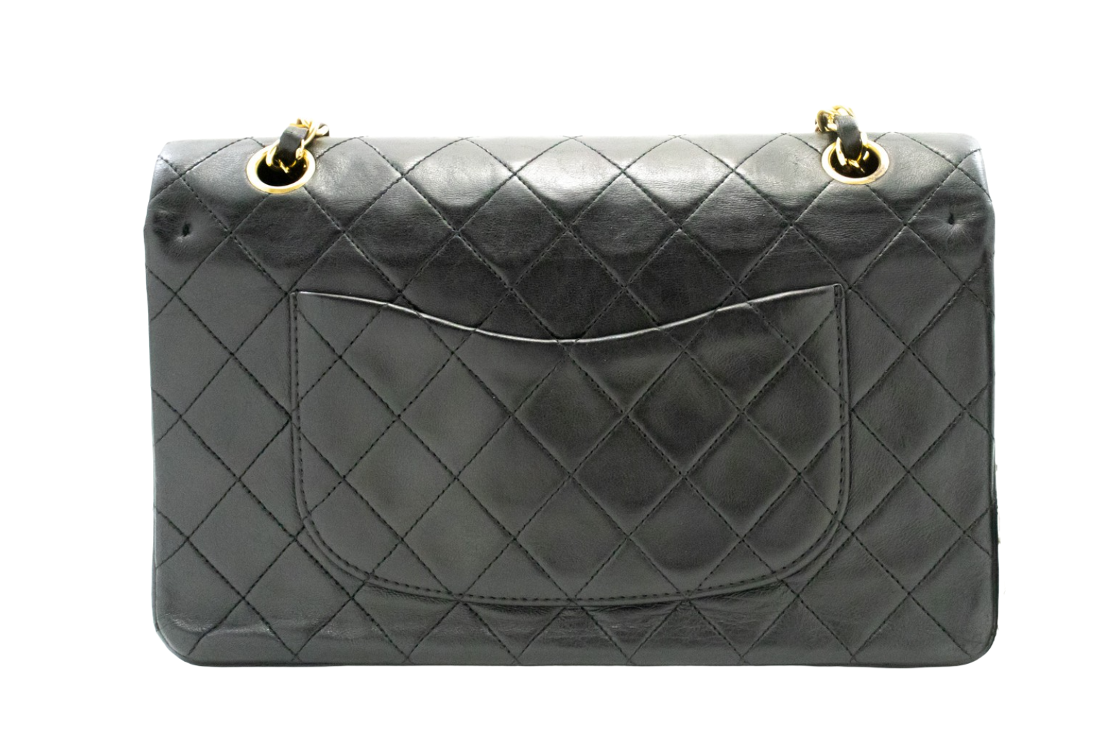 Chanel Classic Flap Lambskin Black Leather Crossbody Bag Bag (Pre-Owned)