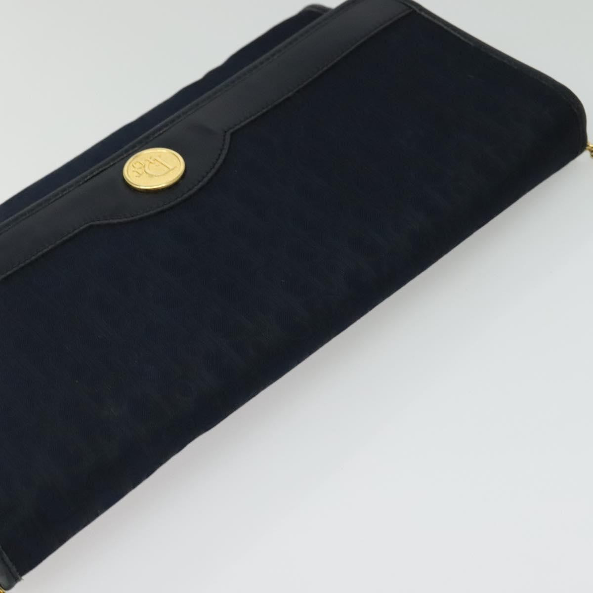 Christian Dior Vintage Chain Flap Diorissimo Canvas Navy Canvas Shoulder Bag Bag (Pre-Owned)