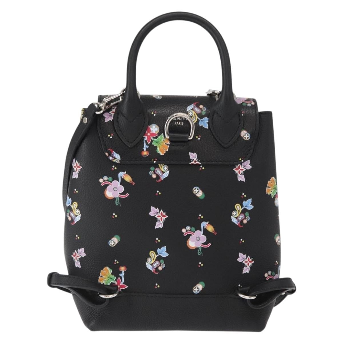 Louis Vuitton Lockme Floral Printed Leather Black Leather Backpack Bag (Pre-Owned)