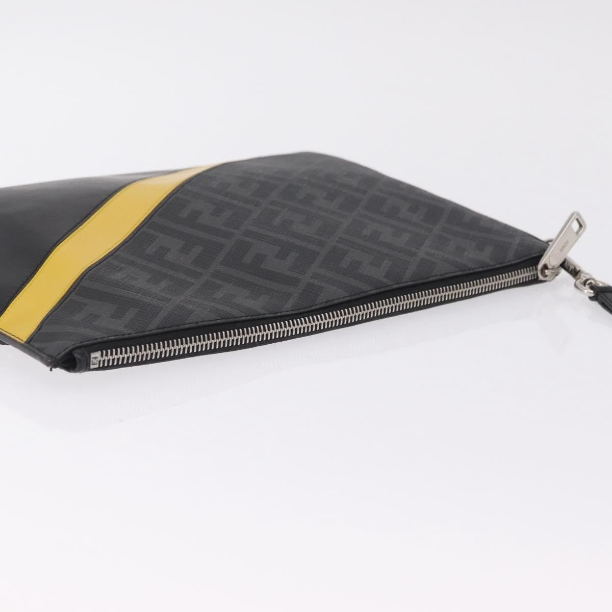 Fendi Zip Flat Wristlet Zucca Coated Canvas And Leather Black Canvas Clutche & Pouche Bag (Pre-Owned)