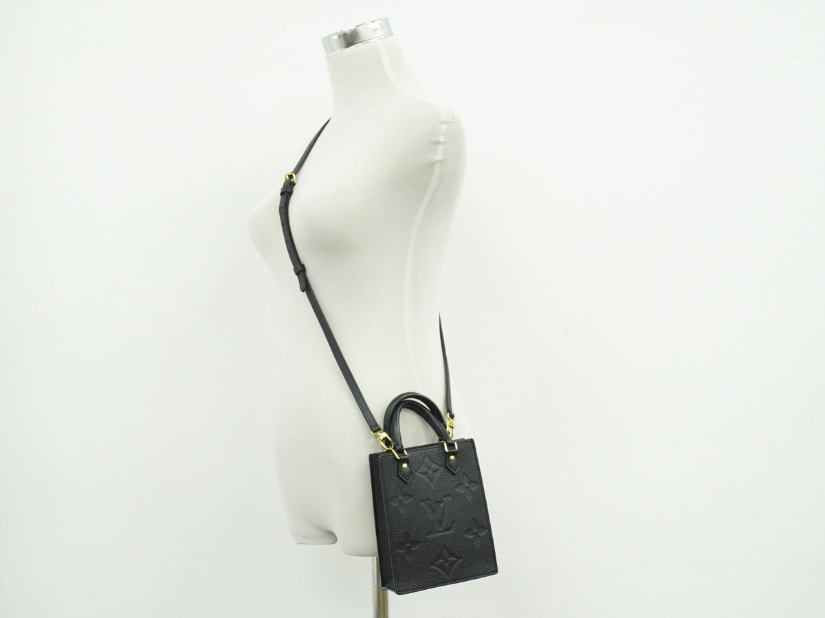Louis Vuitton Petit Sac Plat Monogram Empreinte Giant Black Leather Handbag (Pre-Owned)