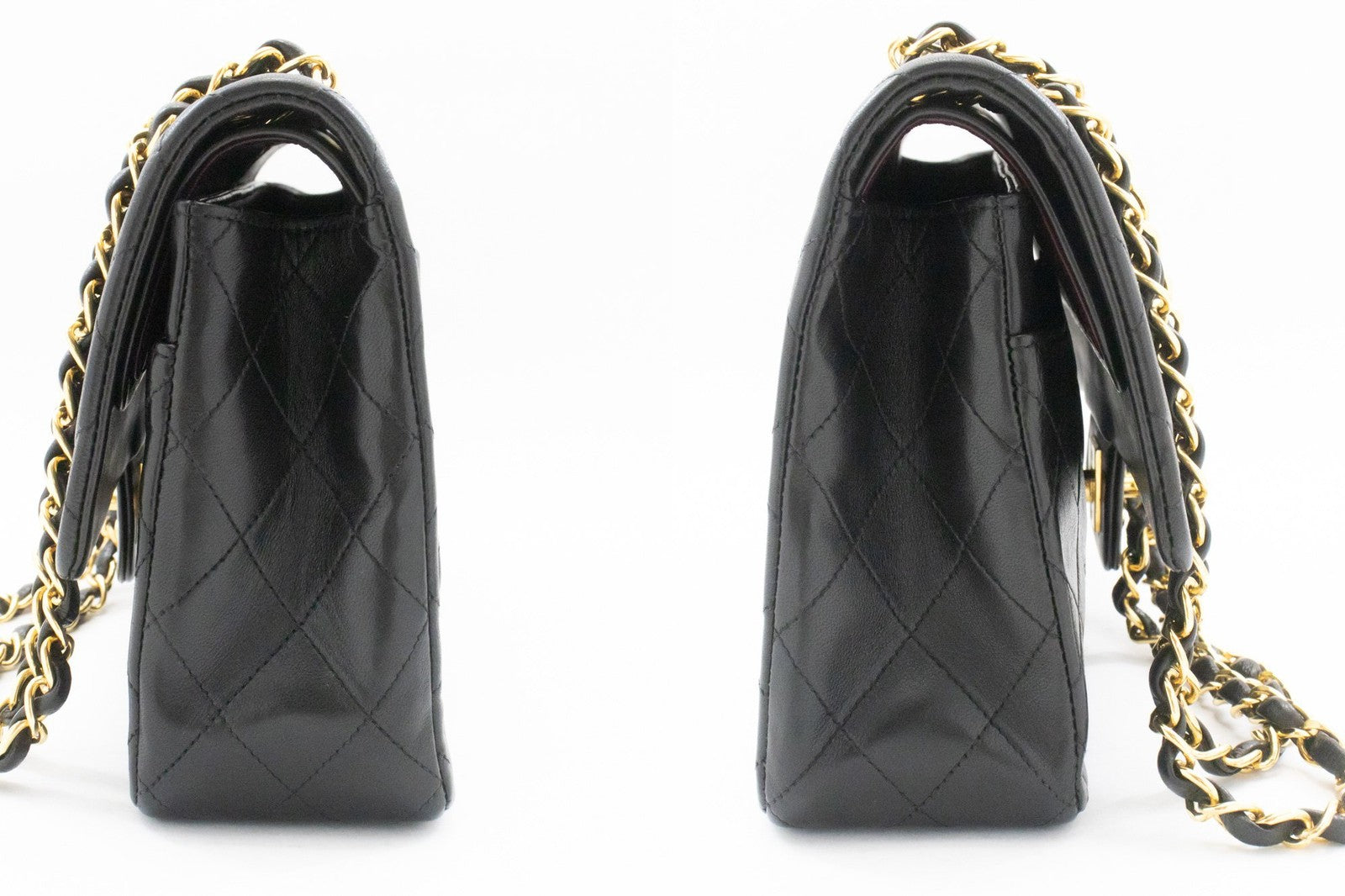 Chanel Classic Flap Lambskin Black Leather Crossbody Bag Bag (Pre-Owned)
