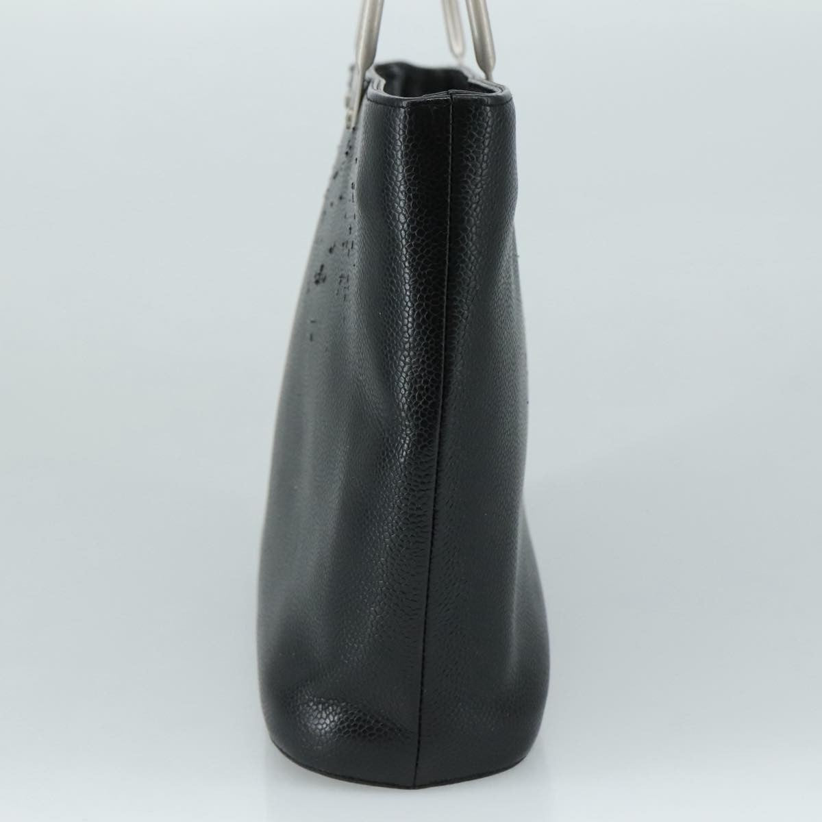 Chanel Vintage Tote Leather Black Leather Tote Bag Bag (Pre-Owned)