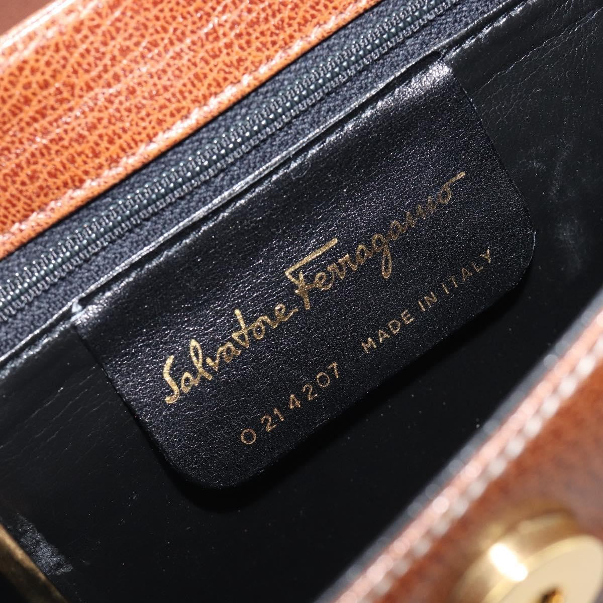 Salvatore Ferragamo Shoulder Bag Leather Brown Leather Shoulder Bag Bag (Pre-Owned)