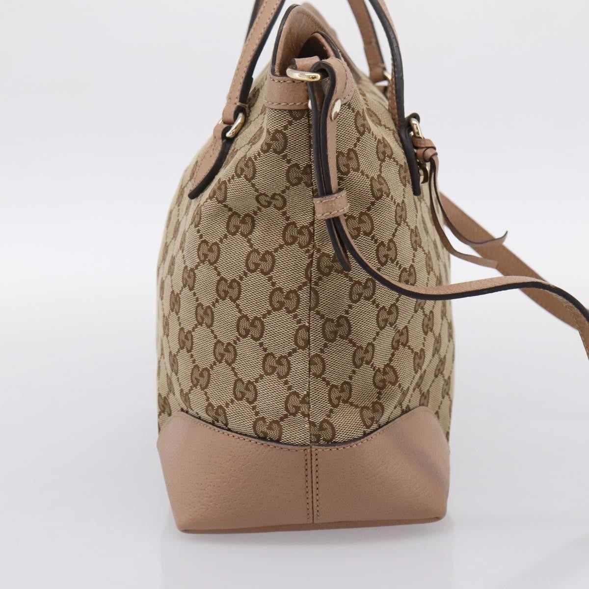 Gucci Bree Convertible Top Handle Gg Canvas With Leather Beige Canvas Handbag (Pre-Owned)