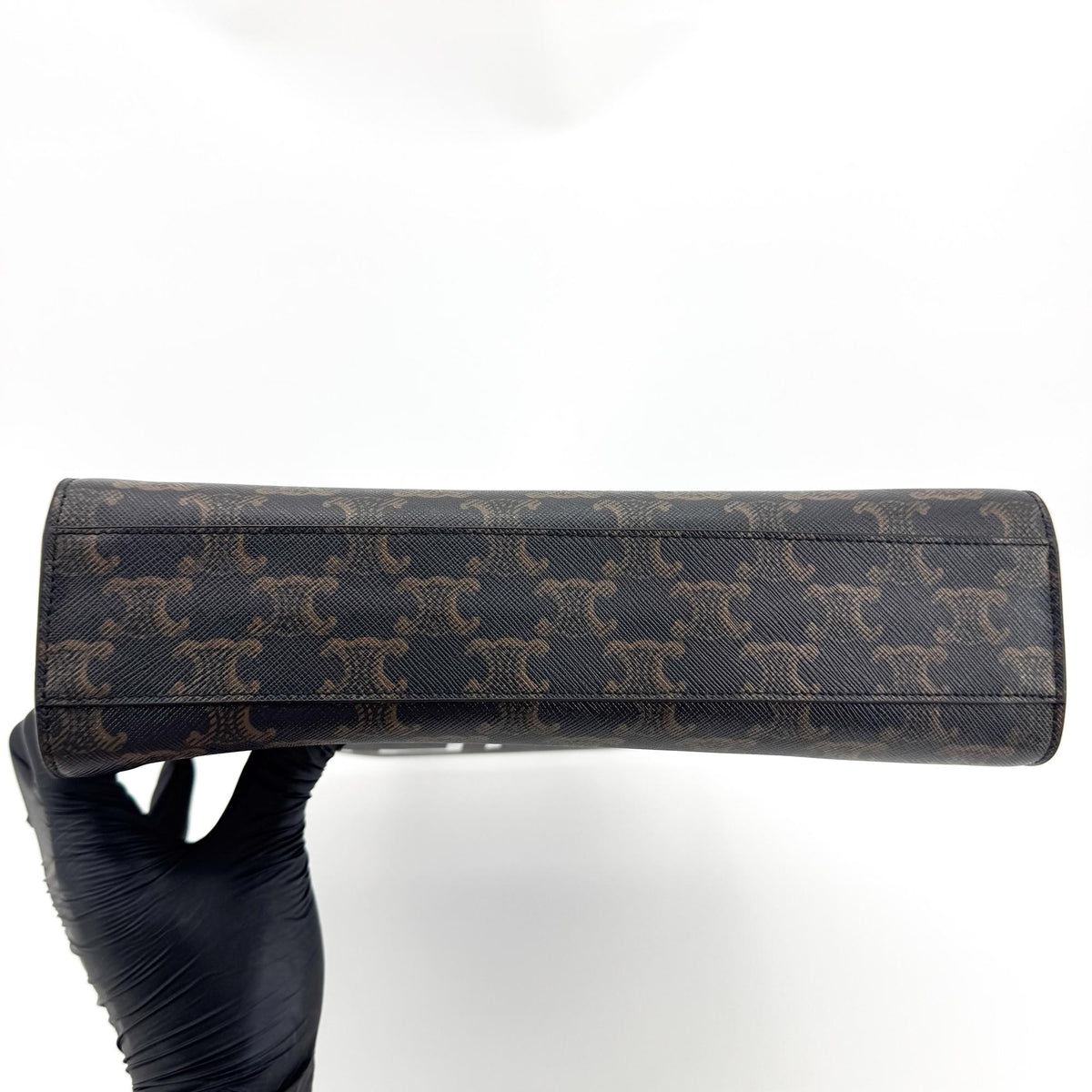 Celine Vertical Cabas Triomphe Coated Canvas Black Canvas Tote Bag Bag (Pre-Owned)