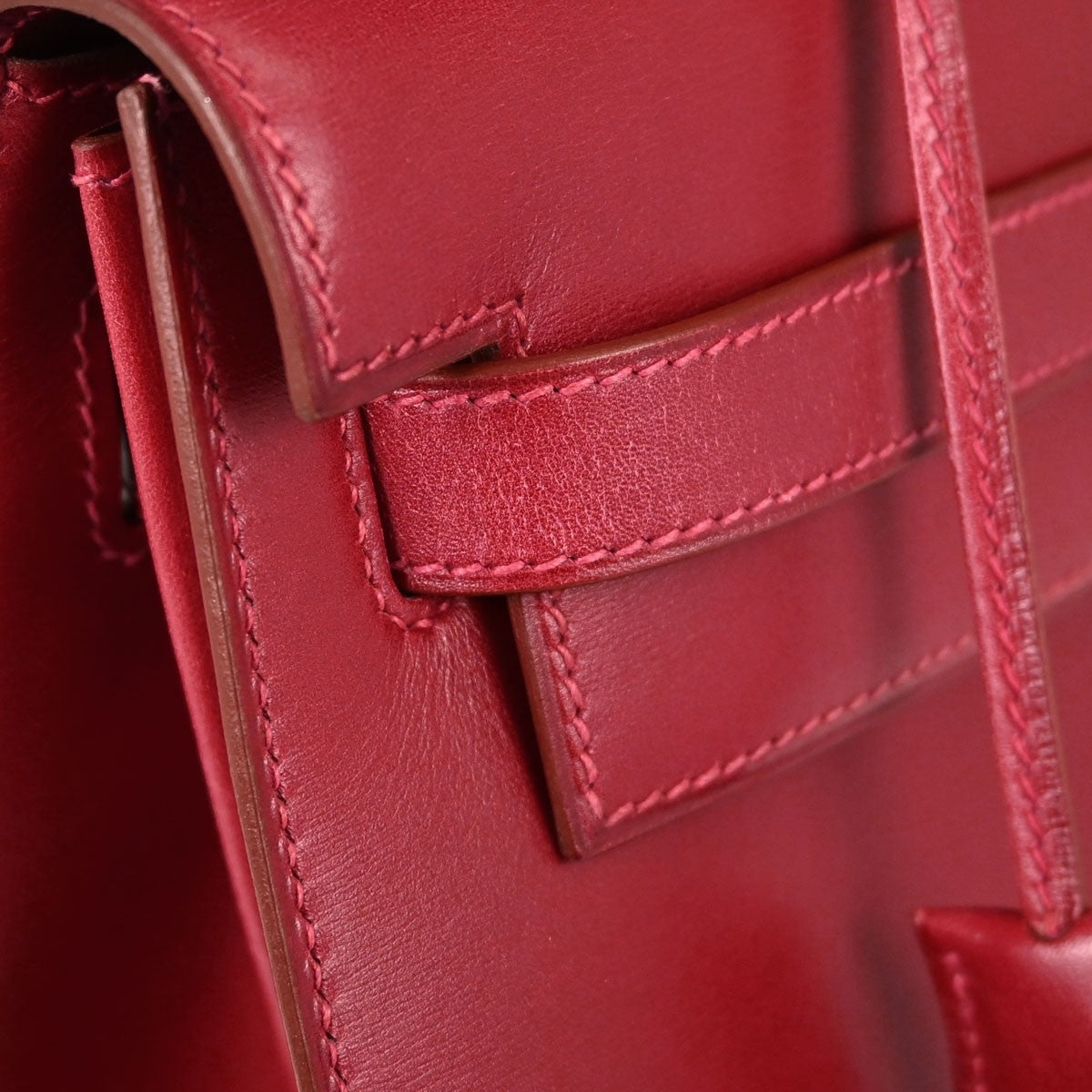 Hermes Kelly Red Box Calf With Gold Hardware Red Calfskin Handbag (Pre-Owned)