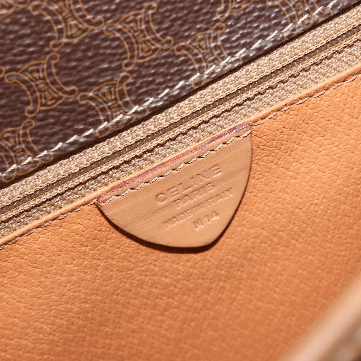 Celine Vintage Macadam Circle Logo Canvas And Leather Brown Canvas Shoulder Bag Bag (Pre-Owned)