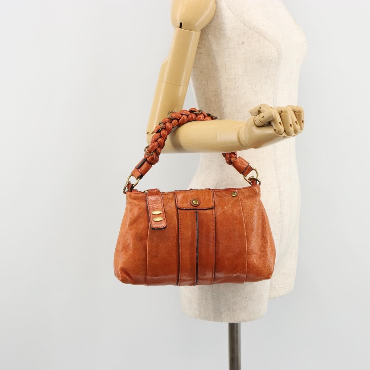 Chloe Heloise Zip Tote Leather Orange Leather Handbag (Pre-Owned)