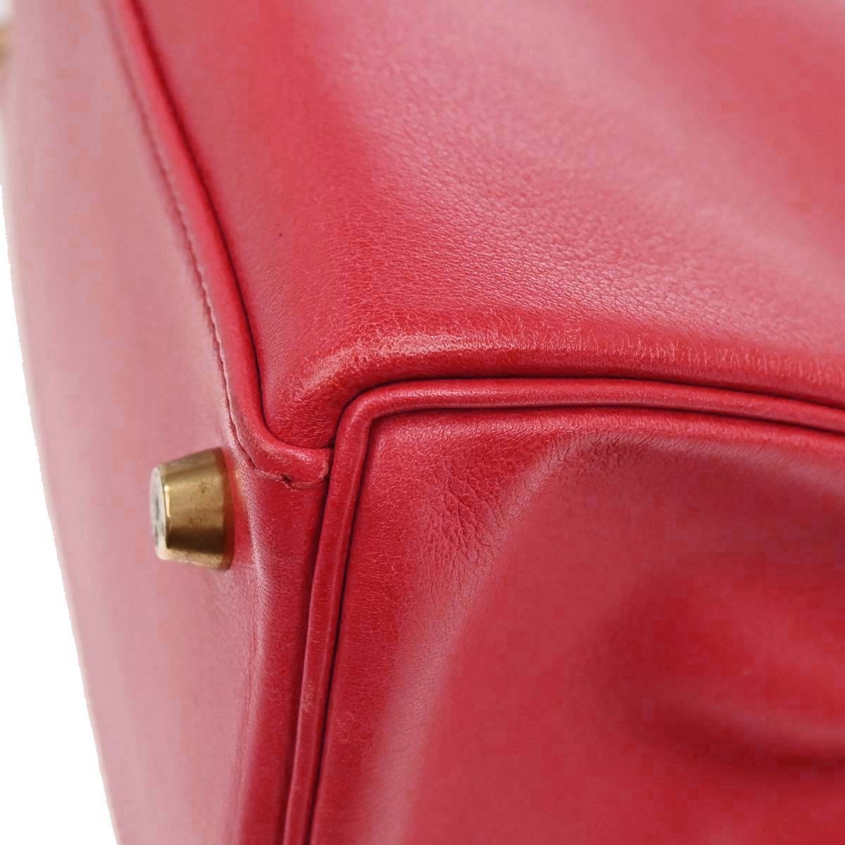 Hermes Kelly Red Evercalf With Gold Hardware Red Leather Handbag (Pre-Owned)