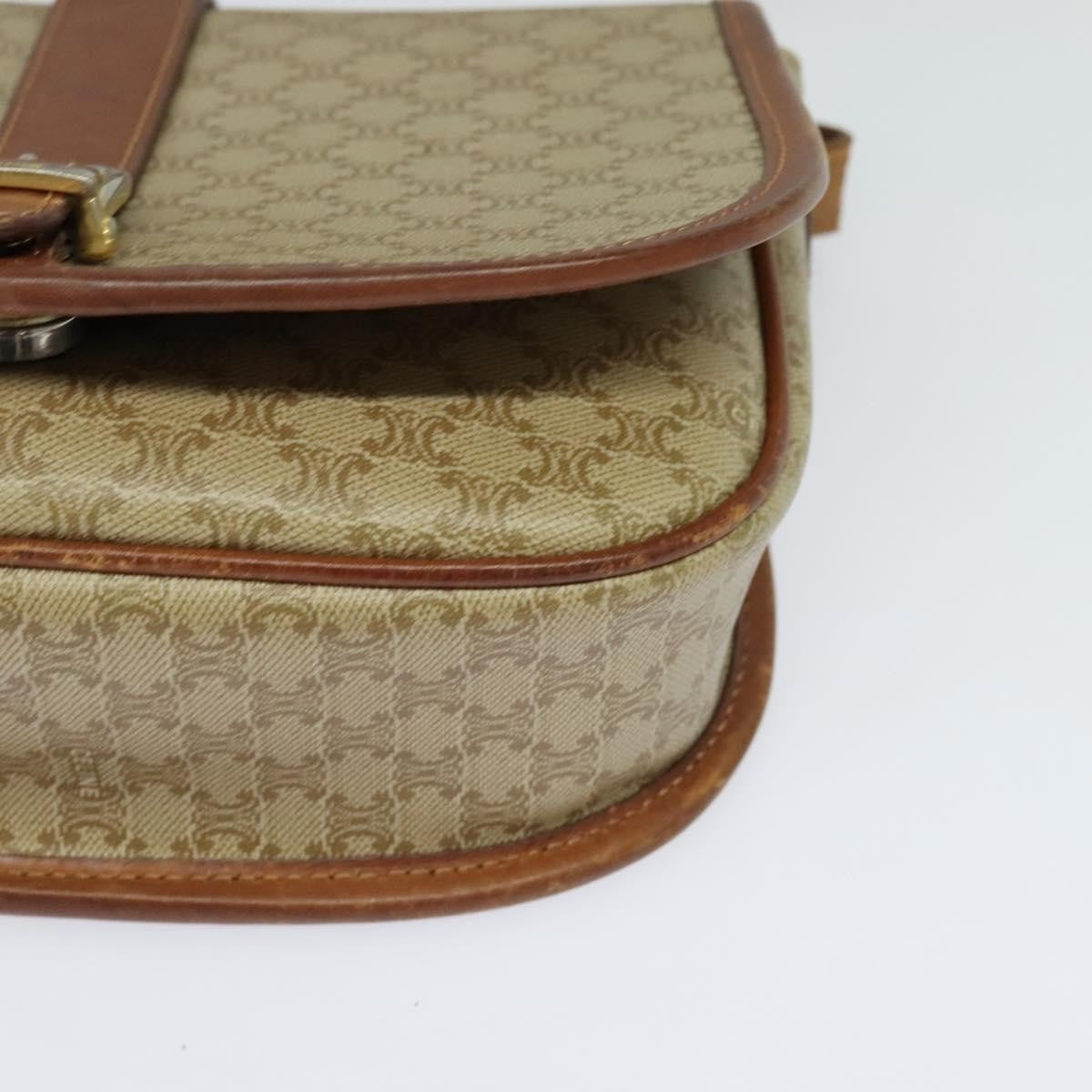 Celine Vintage Macadam Canvas And Leather Beige Canvas Shoulder Bag Bag (Pre-Owned)
