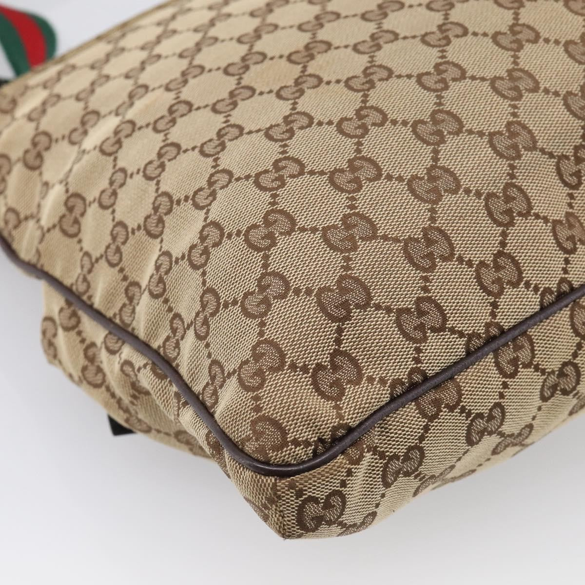 Gucci Double Pocket Web Messenger Gg Canvas Beige Canvas Crossbody Bag Bag (Pre-Owned)