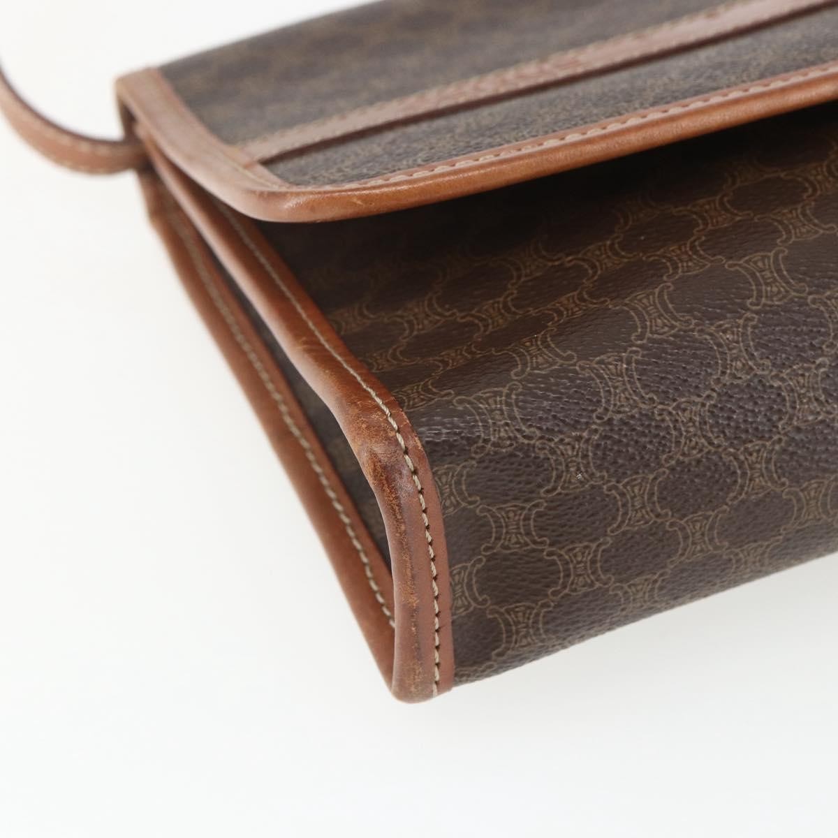 Celine Vintage Macadam Canvas And Leather Brown Canvas Shoulder Bag Bag (Pre-Owned)